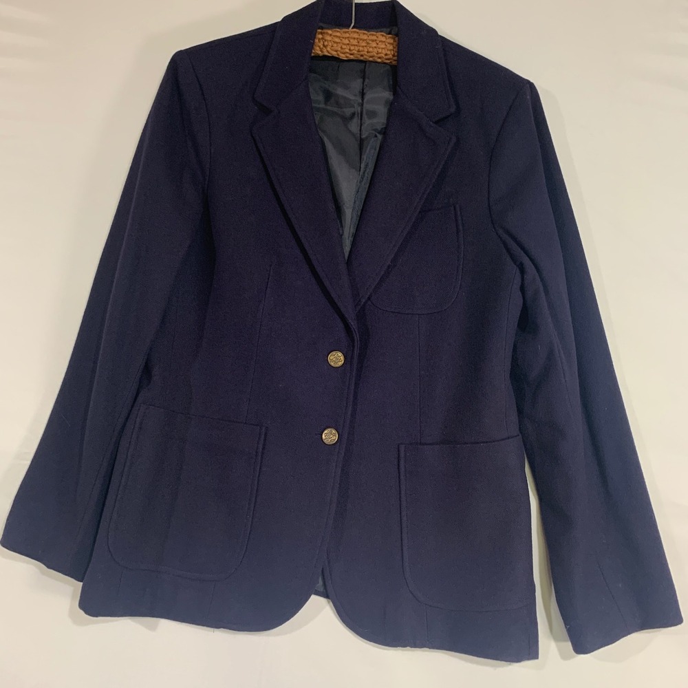 Vintage Wool Blazer Coat Academia Gold Buttons School Girl Style‎ Size 13/14 M